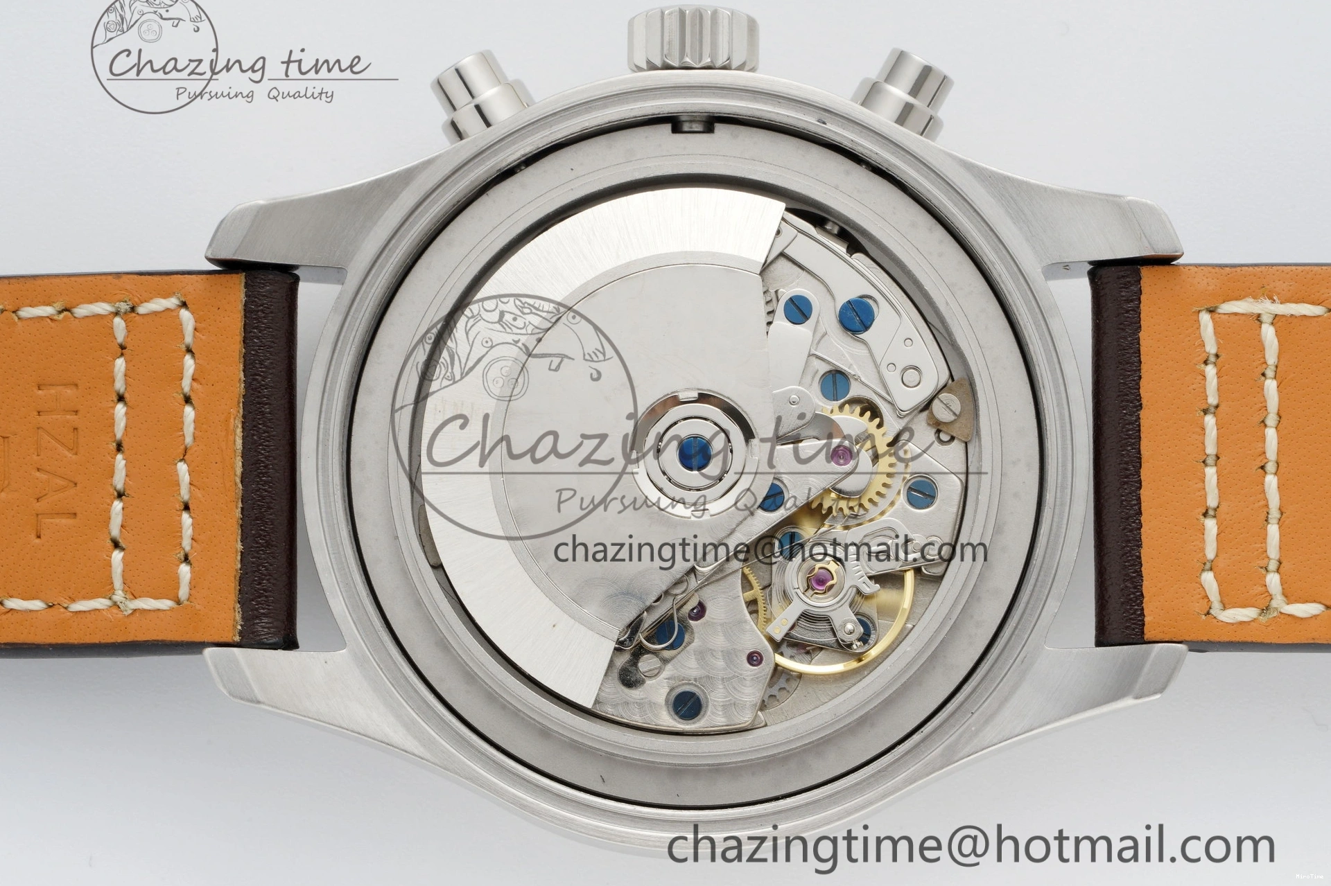 MIROTIME 0319 Bright Pilot Chrono SS AZF 1:1 Best Edition Green Dial on Brown Leather Strap A 7059